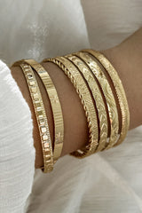 Gold 7pcs Textured Open Alloy Bangle Set