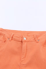 Orange Acid Wash Casual High Waist Wide Leg Jeans