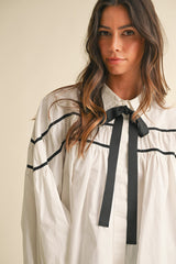 White Sweet Bowknot Button-up Shirt