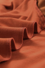 Orange Solid Color Casual Bishop Sleeve Blouse