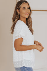 White Swiss Dot Jacquard Summer Top