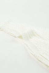 White Hollowed Knit V Neck Tank Top