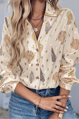 Apricot Casual Loose Shell Polka Dots Shirt