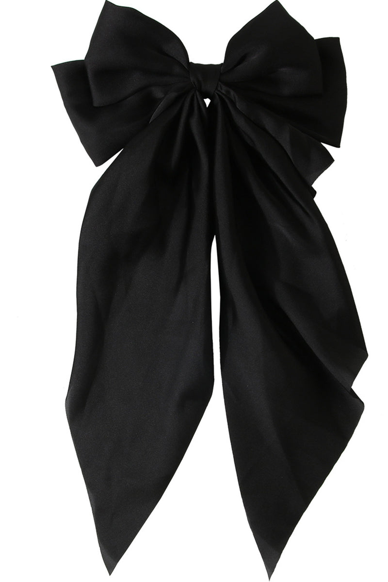 Black Elegant Oversized Ribbon Bowknot Satin Hair Clip