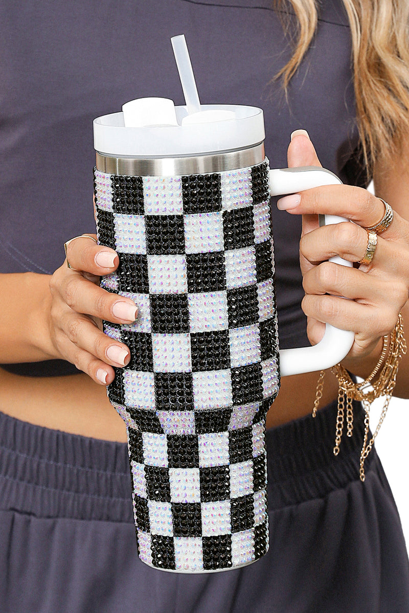 Ginger 40oz Rhinestone Checkered Tumbler Cup