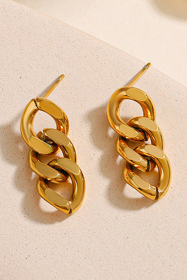 Gold Chunky Link Chain Drop Earrings