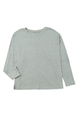 Green Plain Solid Color Casual Seam Long Sleeve Top