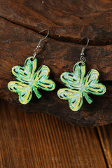 Light Green St Patrick Paint Shamrock Shape Drop Earrings