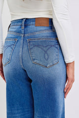 Judy Blue Full Size Distressed High Waist Wide Leg Jeans