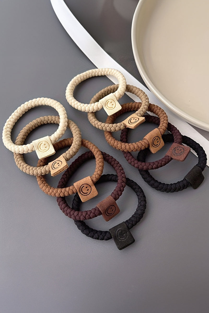 Chestnut 5pcs Smile Face Decor Braided Hairband