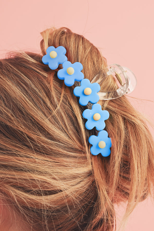 Light Blue Flowers Decor Acrylic Hair Claw