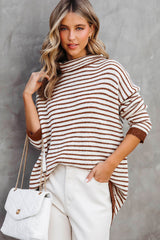 Black Striped Turtleneck Long Sleeve Sweater