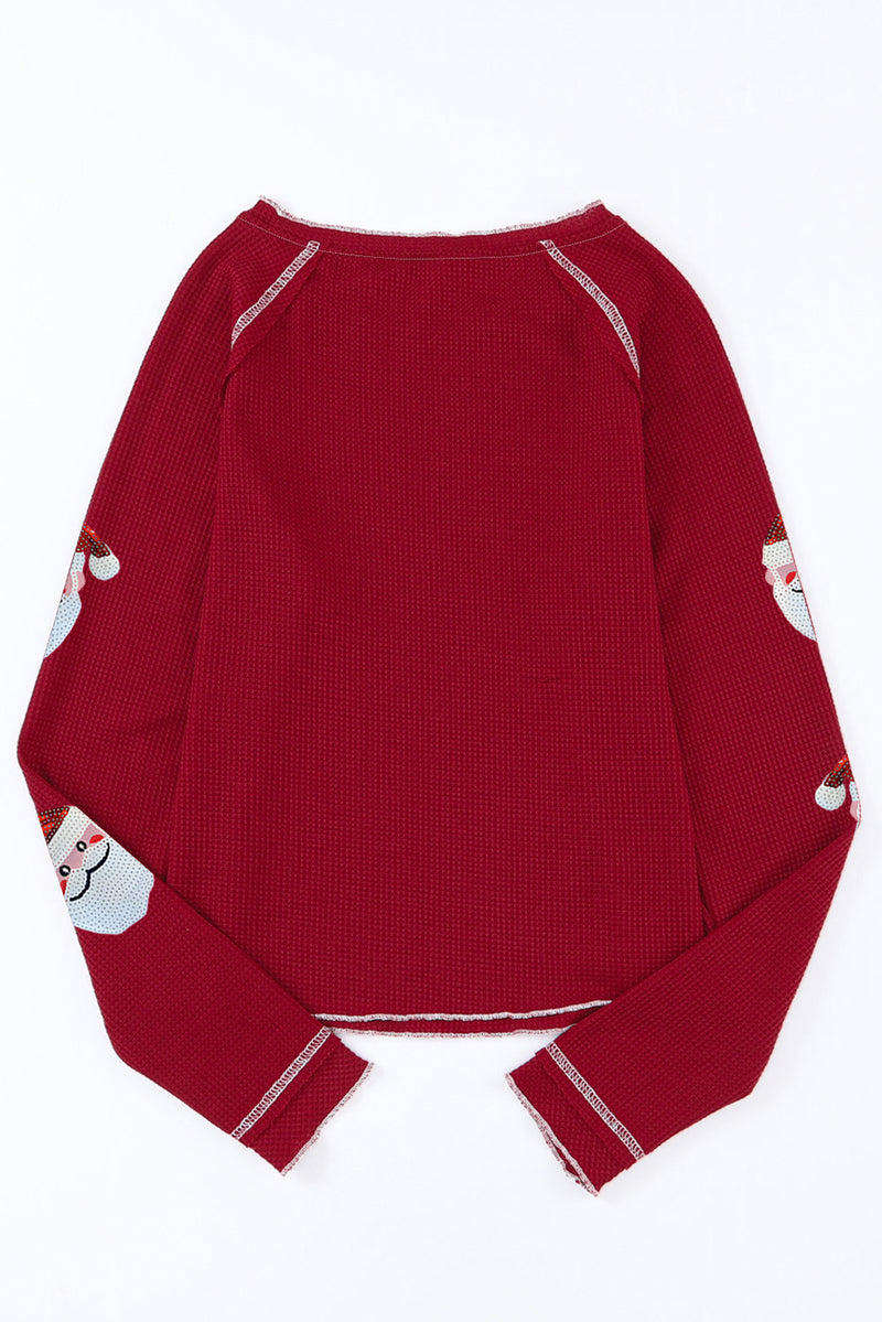 Red Casual Santa Claus Round Neck Graphic Sweatshirt