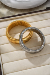 Gold Textured Titanium Steel Chunky Bangle