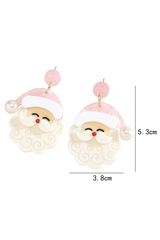 White Bright Pearl Decor Cute Santa Christmas Earrings