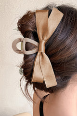 Fiery Red Solid Color Ribbon Bow Decor Hair Clip