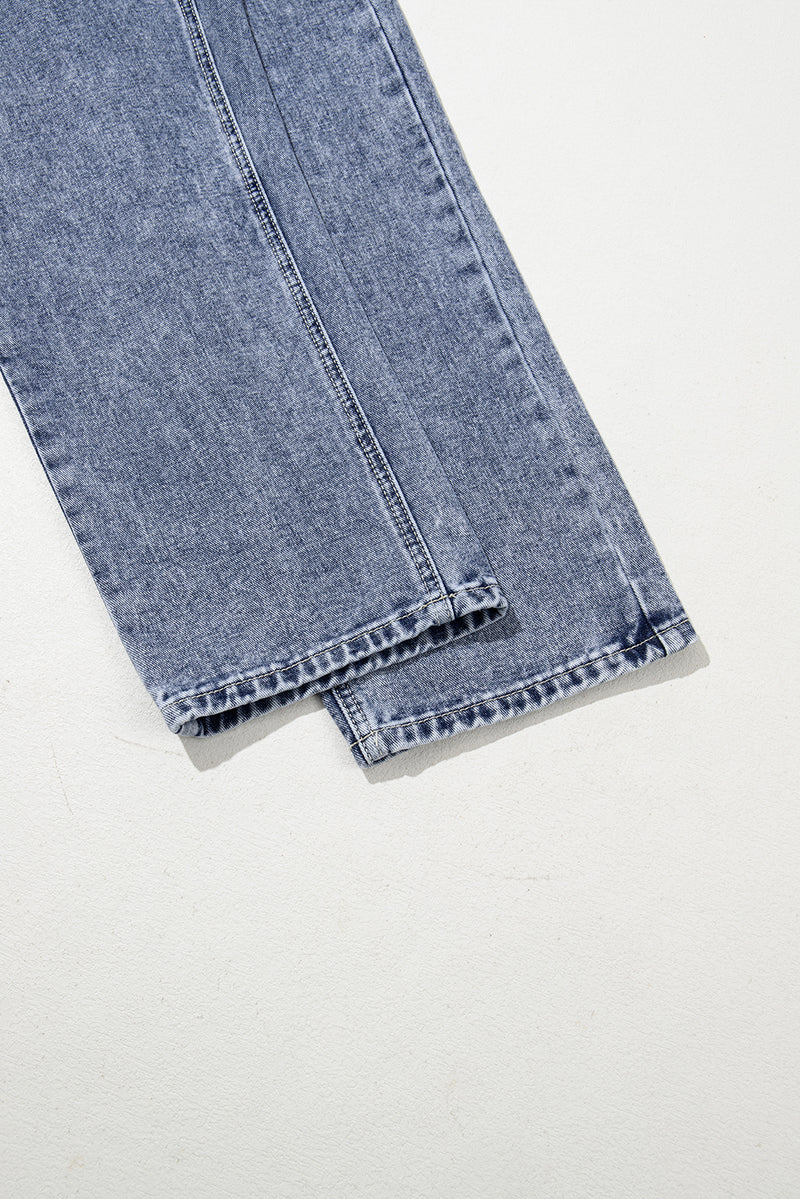 Sail Blue Straight Leg Pockets Denim Bib Overall