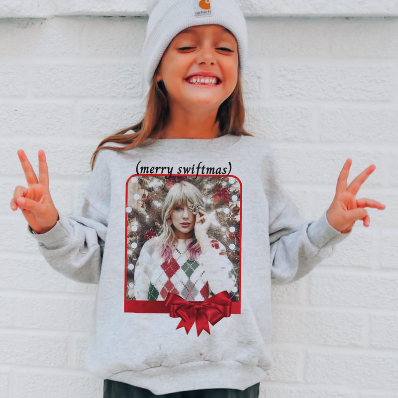 Merry Swiftmas portrait ash sweatshirt or tee (adult or youth)