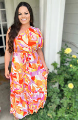 Retro pink Fun Summer maxi dress