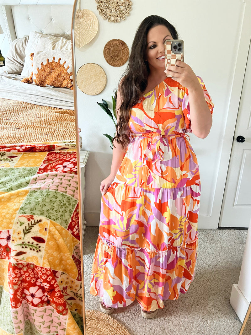 Retro pink Fun Summer maxi dress