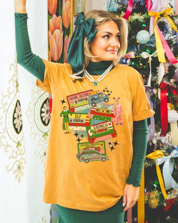 Christmas movie tapes tee