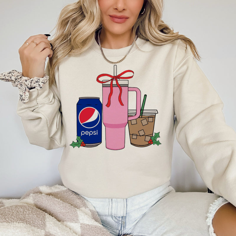 Pink Stanley, drink Christmas sweatshirt