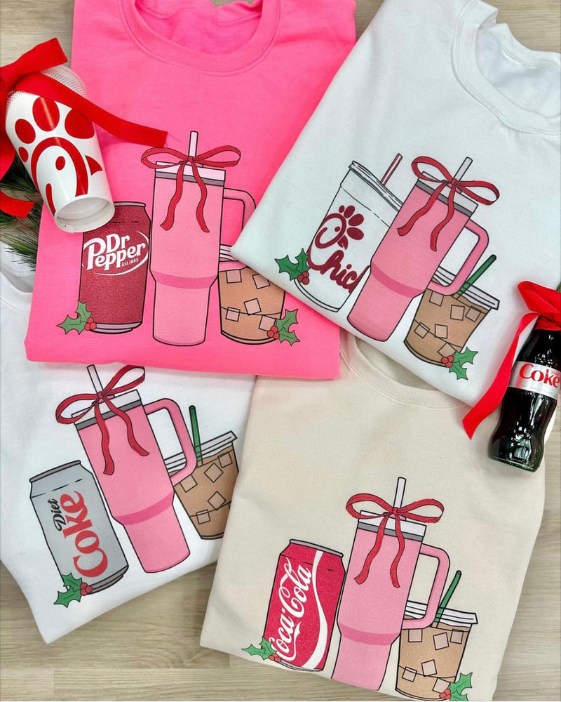 Pink Stanley, drink Christmas sweatshirt