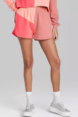 Sky Blue Colorblock Long Sleeve Top & Pocketed Shorts Set