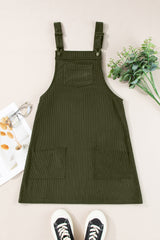 Cinnamon Corduroy Front Pockets Overall Dress