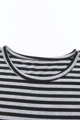 Black Striped Summer Top Casual Sleeveless T Shirt for Women