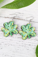 Light Green St Patrick Paint Shamrock Shape Drop Earrings