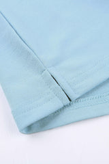 Light Blue Solid Color Short Sleeve Basic T Shirt with Patch Pocket