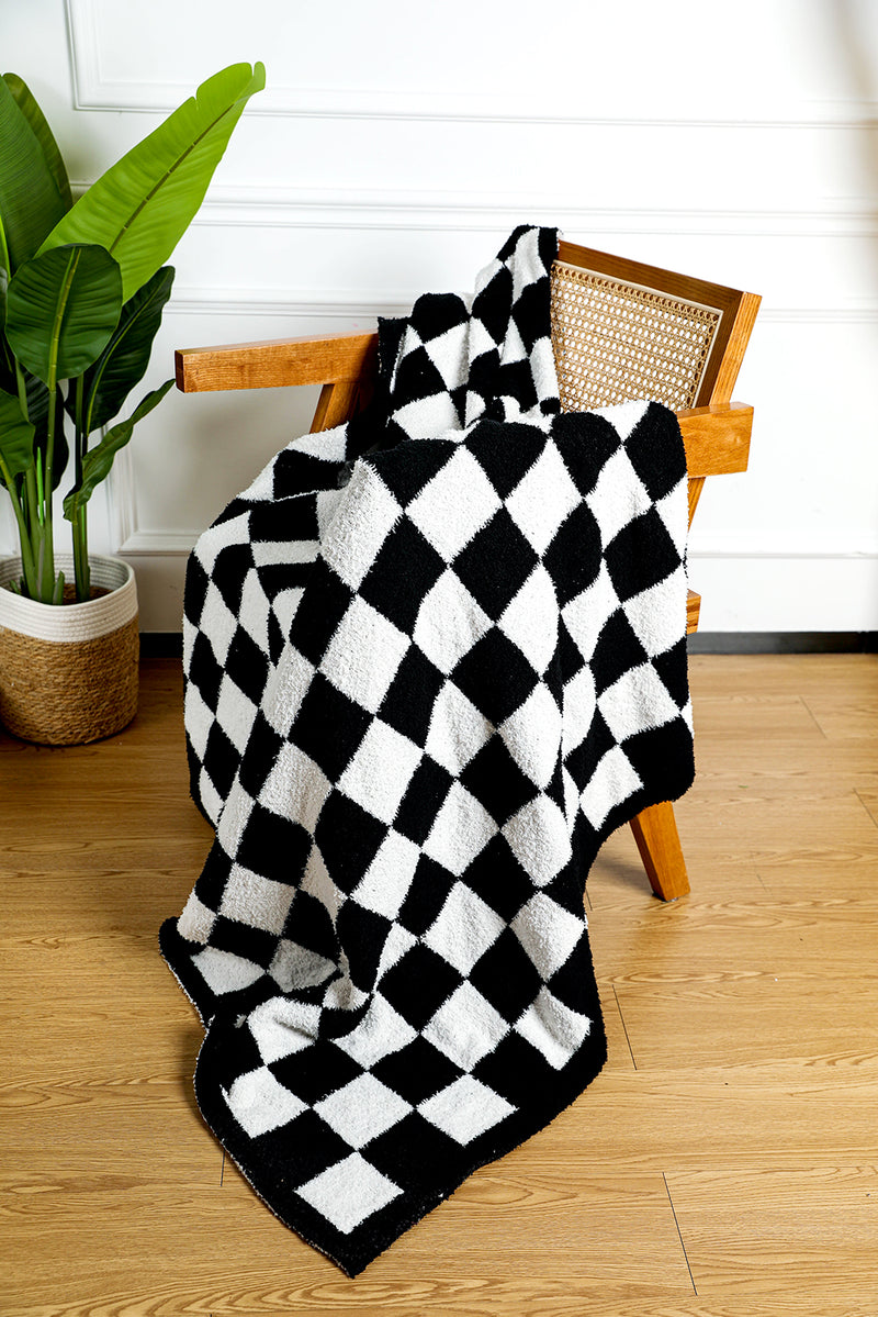 Black & White Checkerboard 127*152cm Flannel Blanket