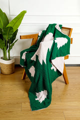 Dark Green Christmas Tree Printed Polyester Blanket