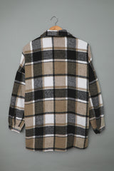 Orange Plaid Button Up Long Sleeve Flannel Shacket