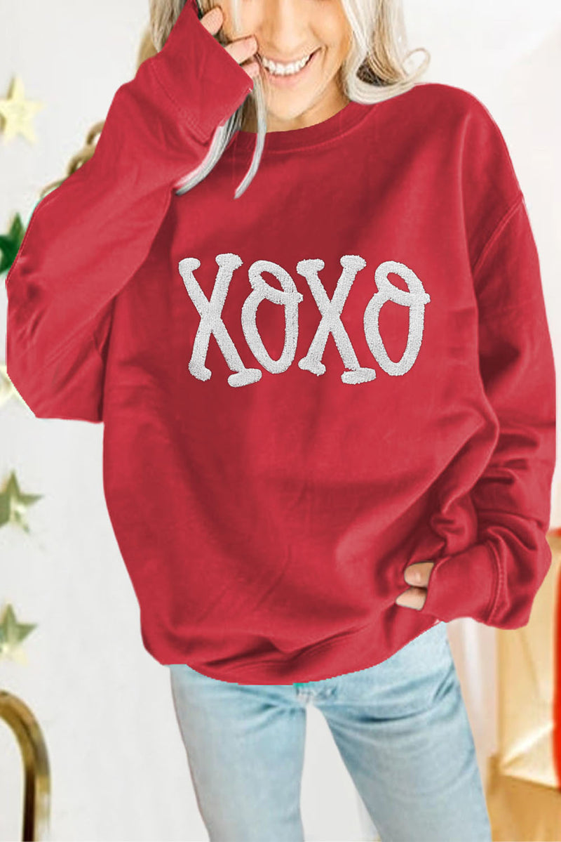 Green MERRY Print Drop Sleeve Pullover Sweatshirt