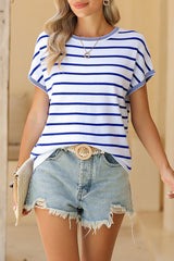 Rose Stripe Knitted Dolman T Shirt