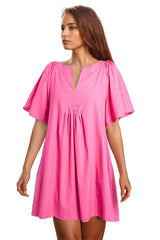 Bonbon Flounce Sleeve Pleated High Waist Dress