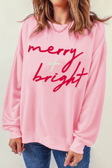 Pink merry bright Christmas Graphic Sweatshirt