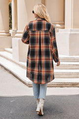 Mandy Plaid Collared Neck Long Sleeve Coat