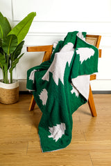 Dark Green Christmas Tree Printed Polyester Blanket