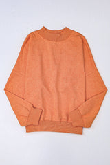 Brown Plain Drop Shoulder Crew Neck Pullover Sweatshirt