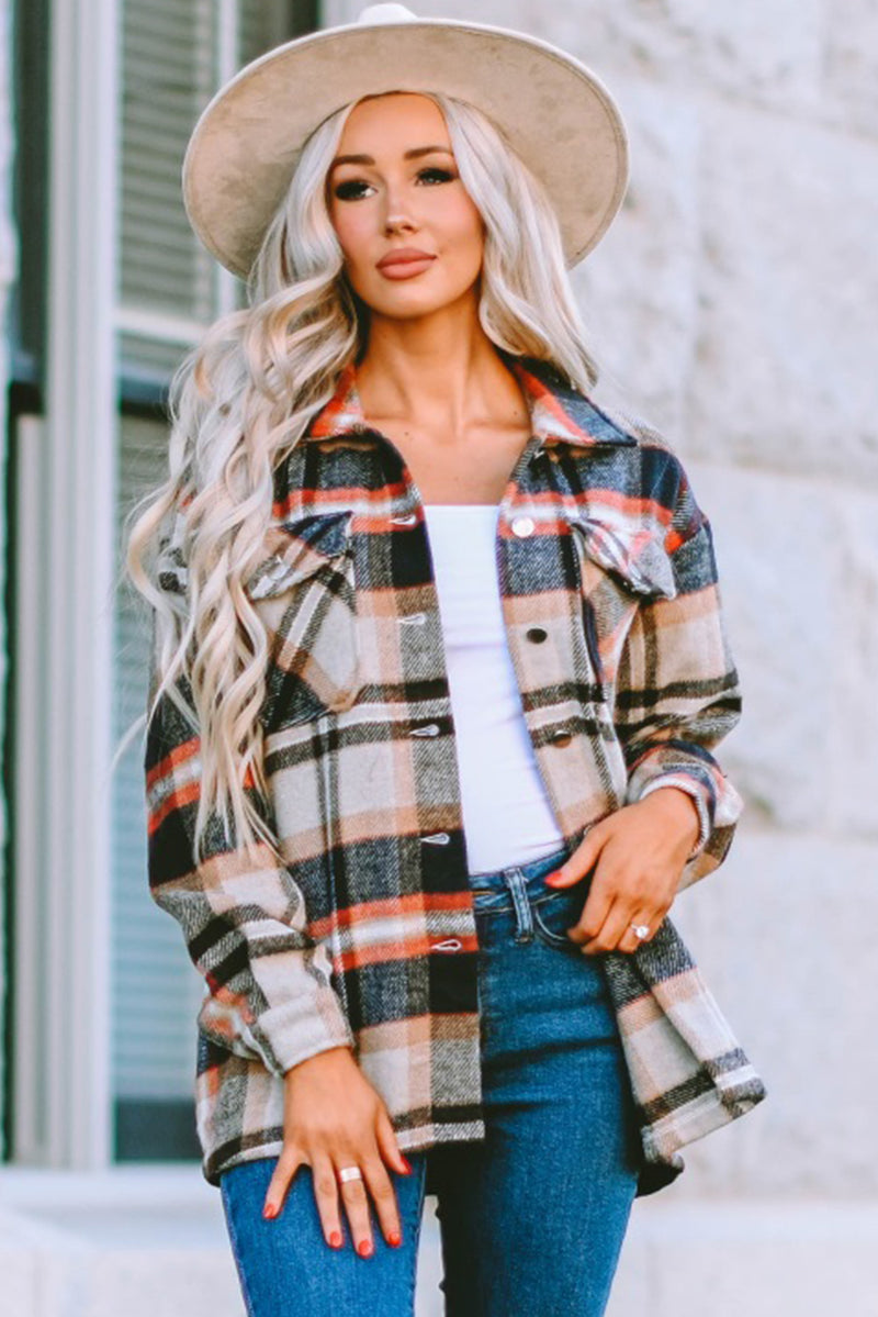 Flannel Button Up Long Sleeve Pink Plaid Shacket