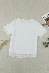 White Swiss Dot Jacquard Summer Top