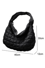 Coffee Casual Quilted Zipper Large Shoulder Bag