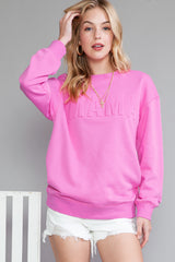 Dark Pink Casual Mama Letter Drop Shoulder Sweatshirt