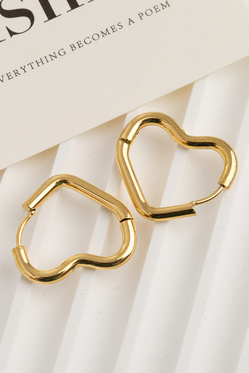 Gold Boho Heart Hoop Earrings