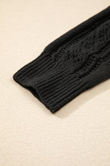 Black Hollow Knit Drop Shoulder Cardigan