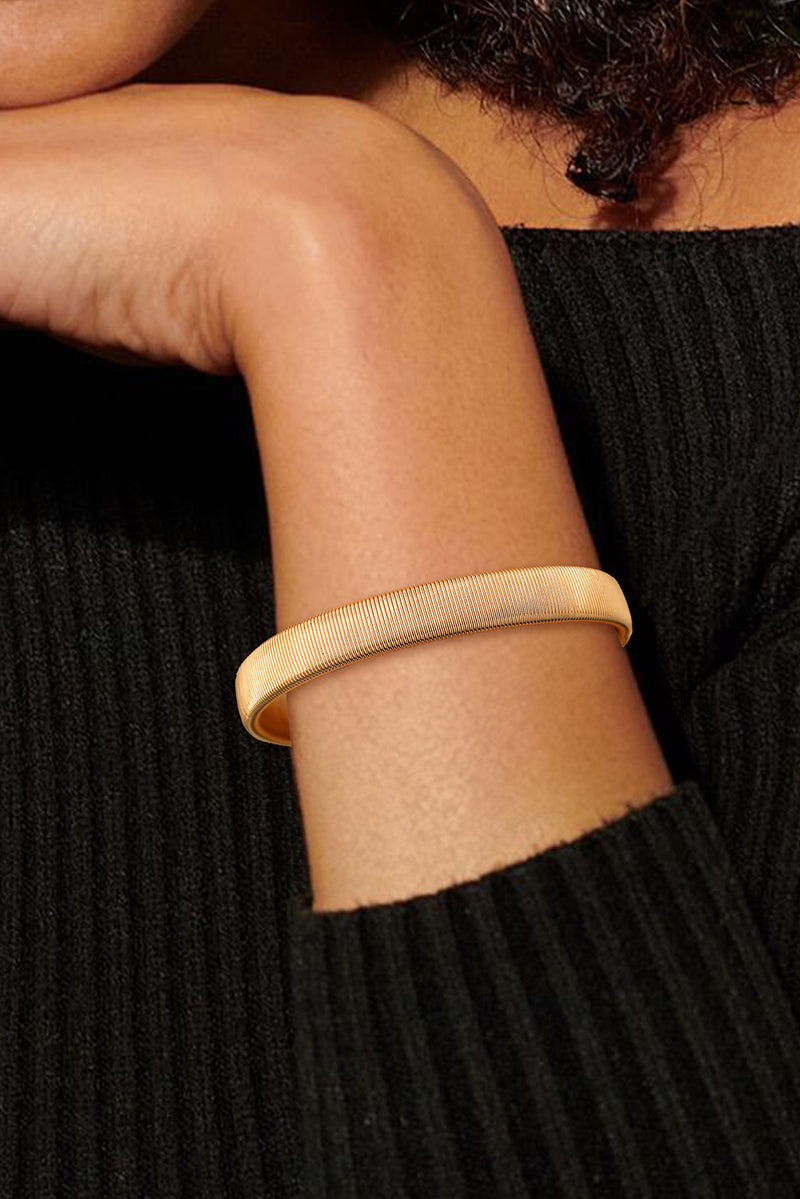 Gold Stretchy Metal Wide Bangle