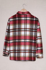 Flannel Button Up Long Sleeve Pink Plaid Shacket